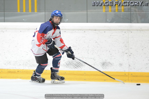 2014-11-15 Aosta-Hockey Milano Rossoblu U14 0482 Matteo Quartuccio